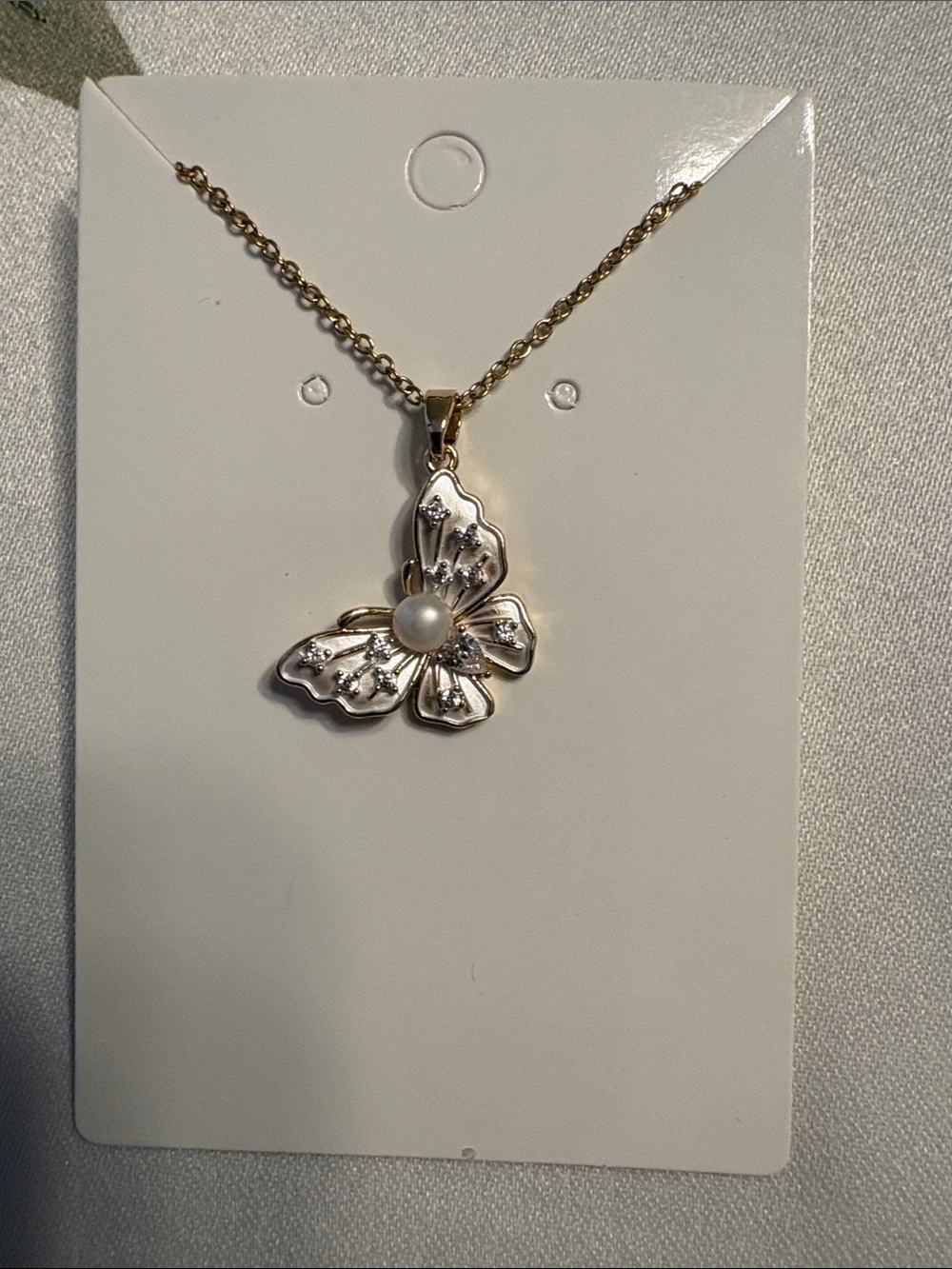 Gold-Tone fresh water Pearl Butterfly Necklace